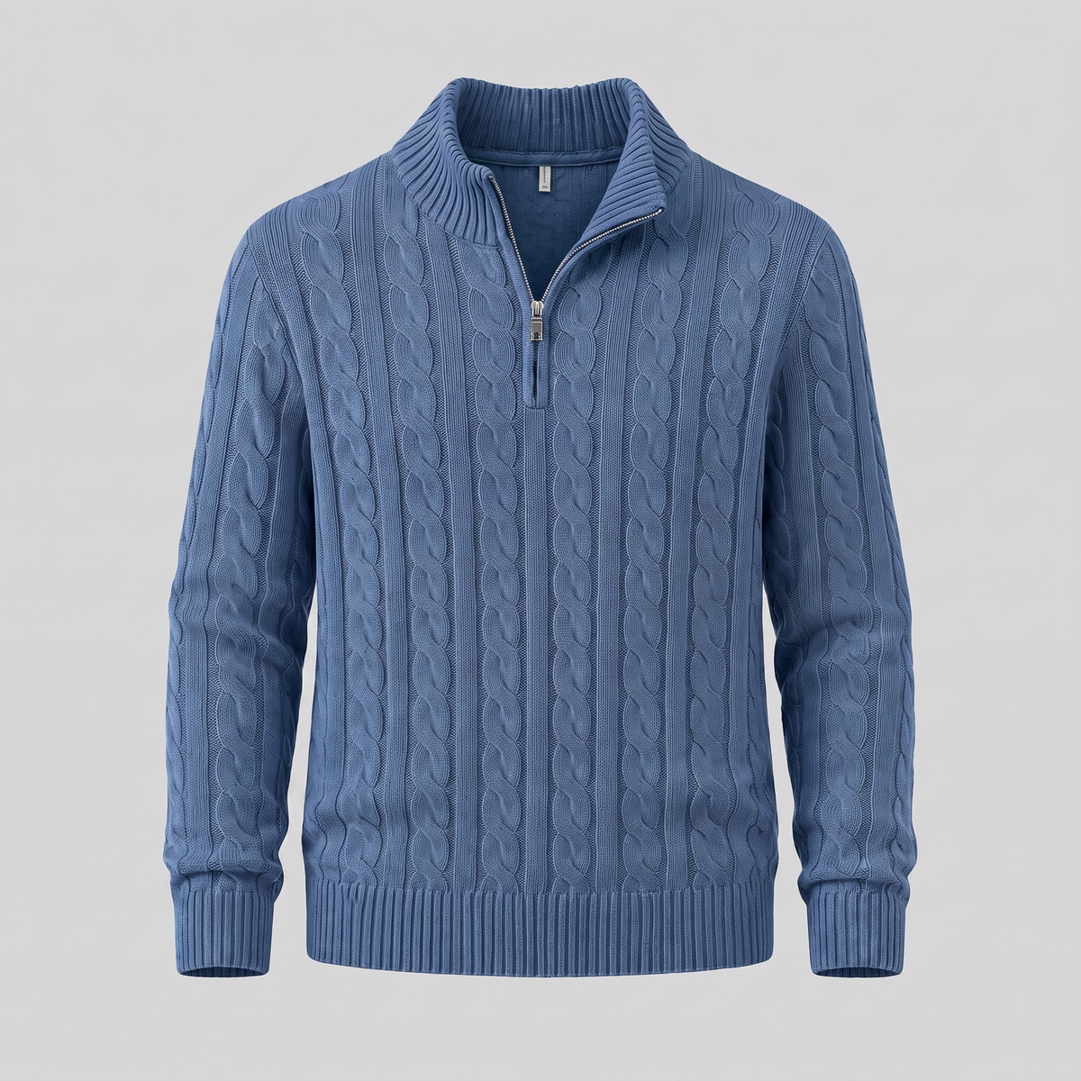 Men's Cable Knit Half-Zip Sweater Textured Knit Long Sleeve Pullover Casual Everyday