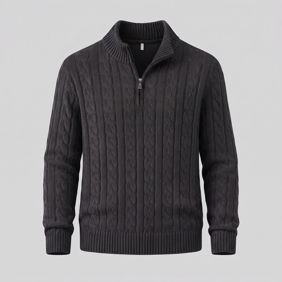 Men's Cable Knit Half-Zip Sweater Textured Knit Long Sleeve Pullover Casual Everyday