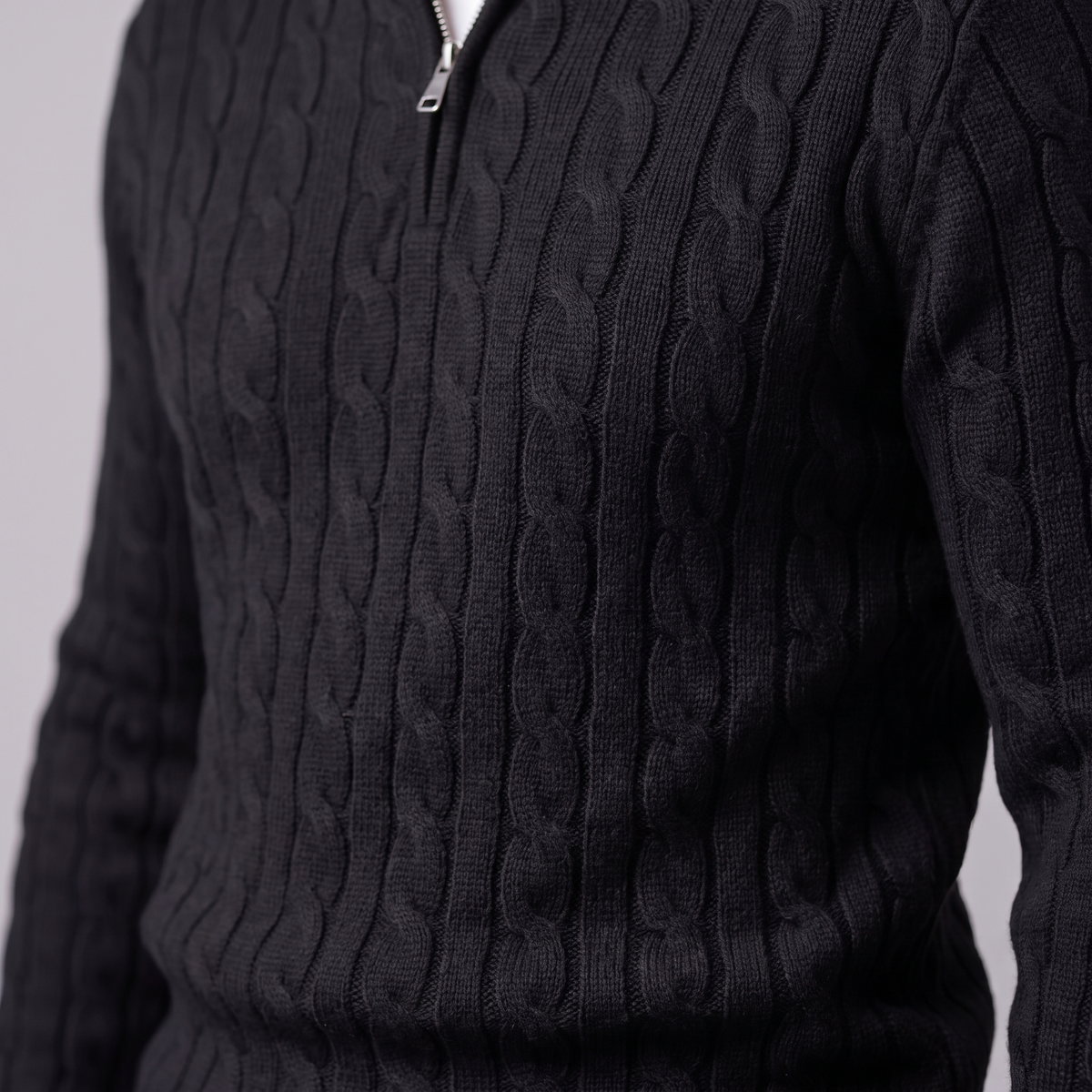 Men's Cable Knit Half-Zip Sweater Textured Knit Long Sleeve Pullover Casual Everyday