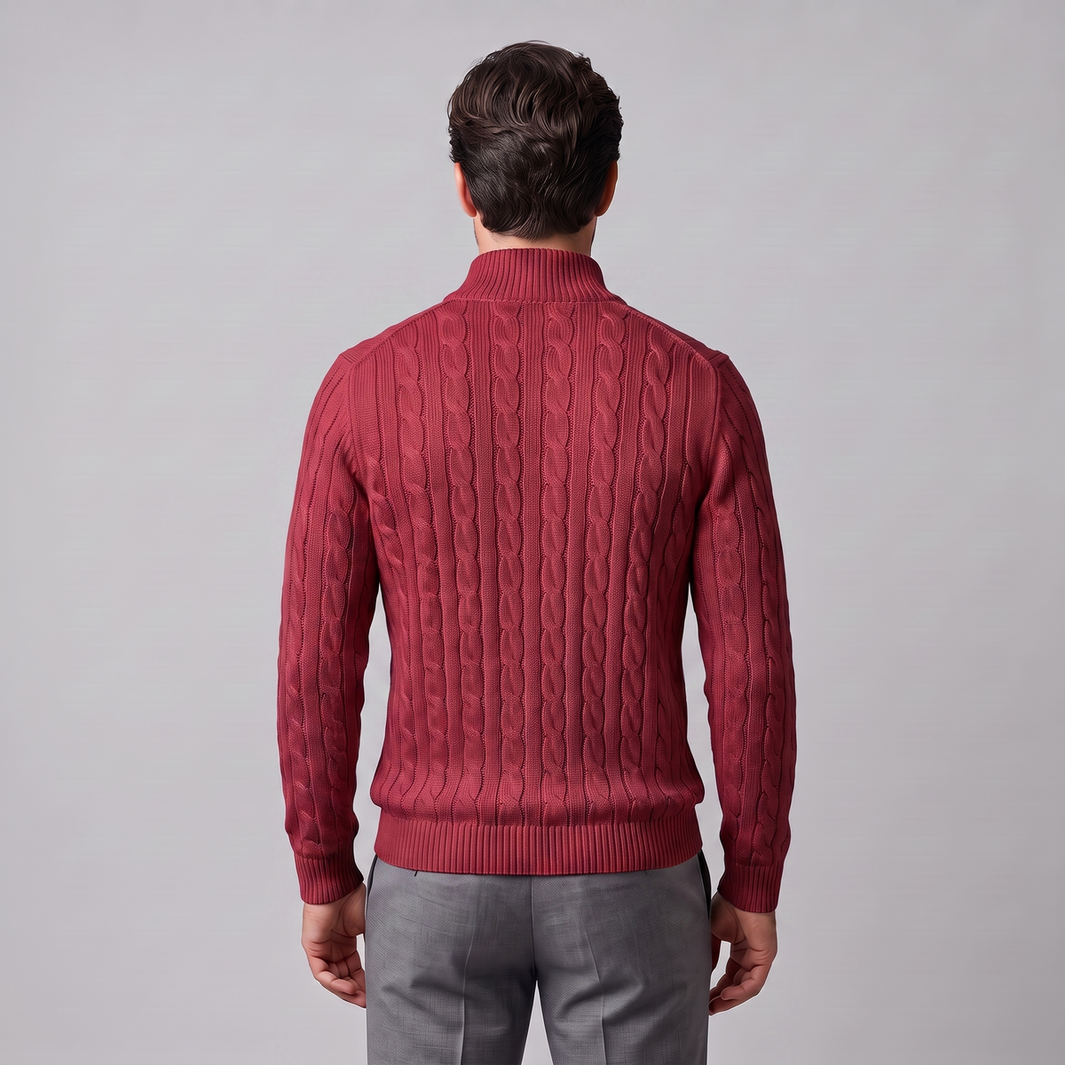 Men's Cable Knit Half-Zip Sweater Textured Knit Long Sleeve Pullover Casual Everyday