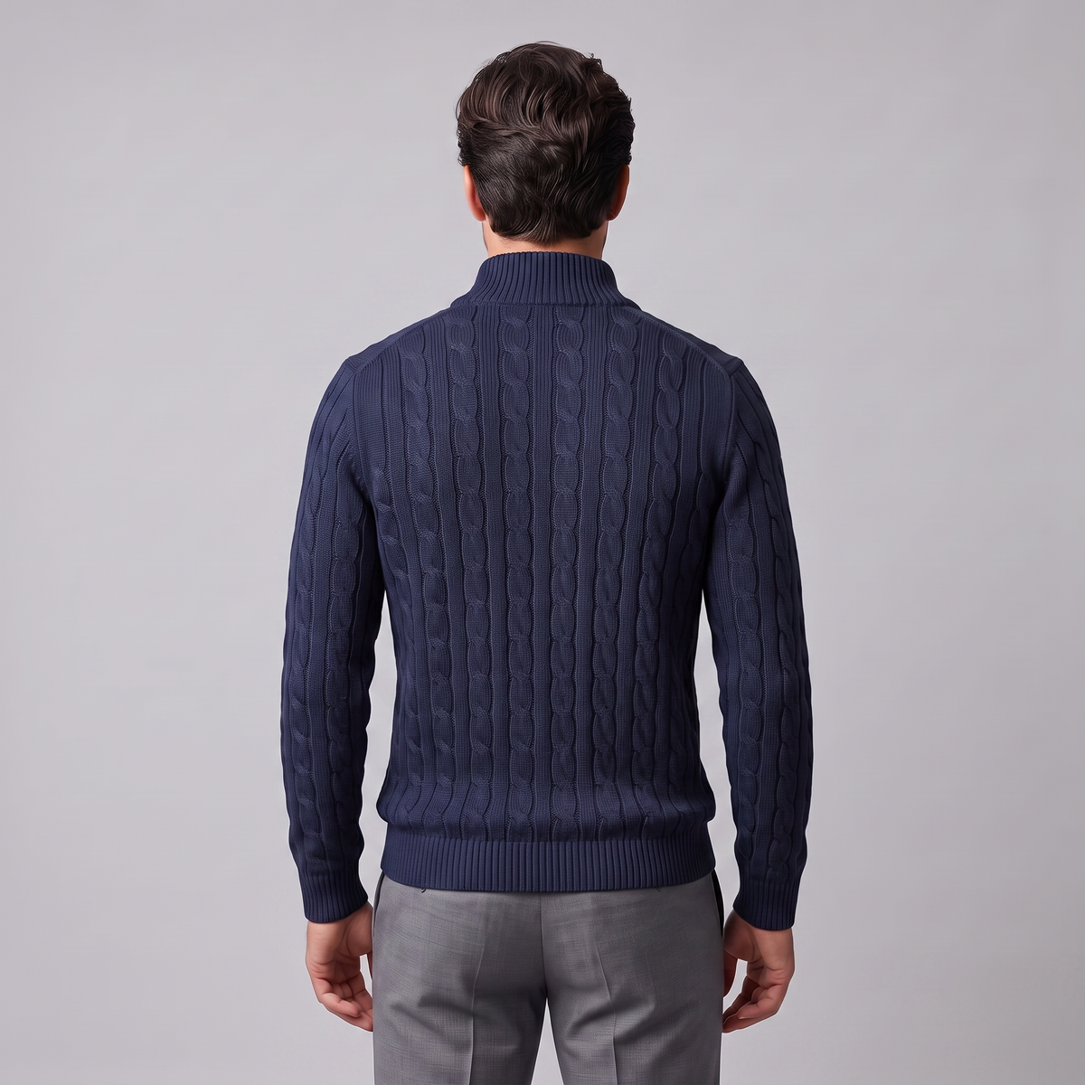 Men's Cable Knit Half-Zip Sweater Textured Knit Long Sleeve Pullover Casual Everyday