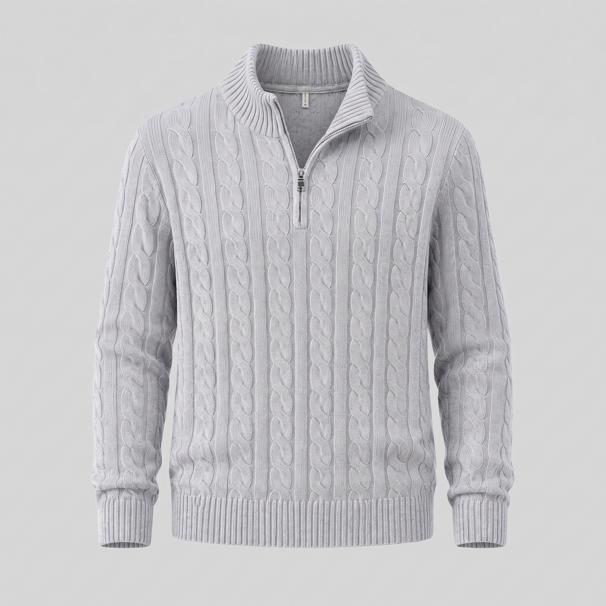Men's Cable Knit Half-Zip Sweater Textured Knit Long Sleeve Pullover Casual Everyday