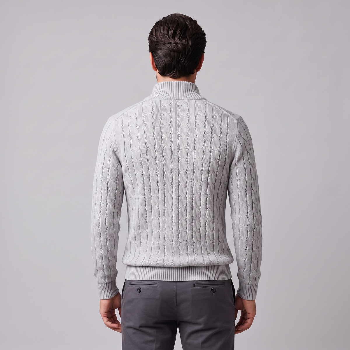 Men's Cable Knit Half-Zip Sweater Textured Knit Long Sleeve Pullover Casual Everyday