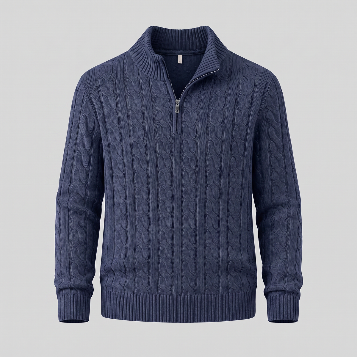 Men's Cable Knit Half-Zip Sweater Textured Knit Long Sleeve Pullover Casual Everyday