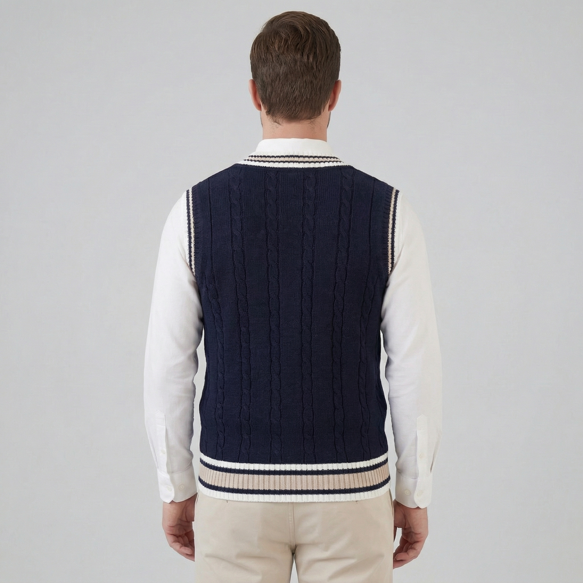 Men's V-Neck Sweater Vest Cable Knit Classic Fit Layering Casual Everyday