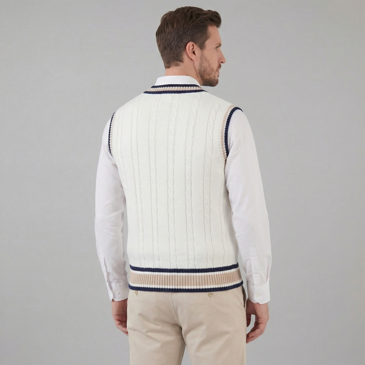 Men's V-Neck Sweater Vest Cable Knit Classic Fit Layering Casual Everyday