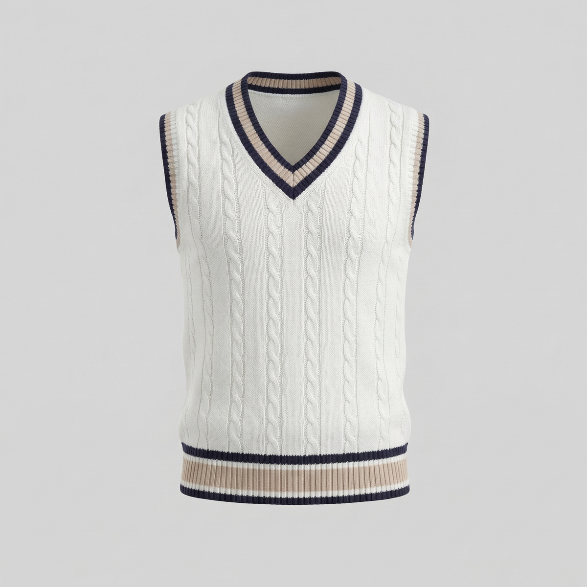 Men's V-Neck Sweater Vest Cable Knit Classic Fit Layering Casual Everyday