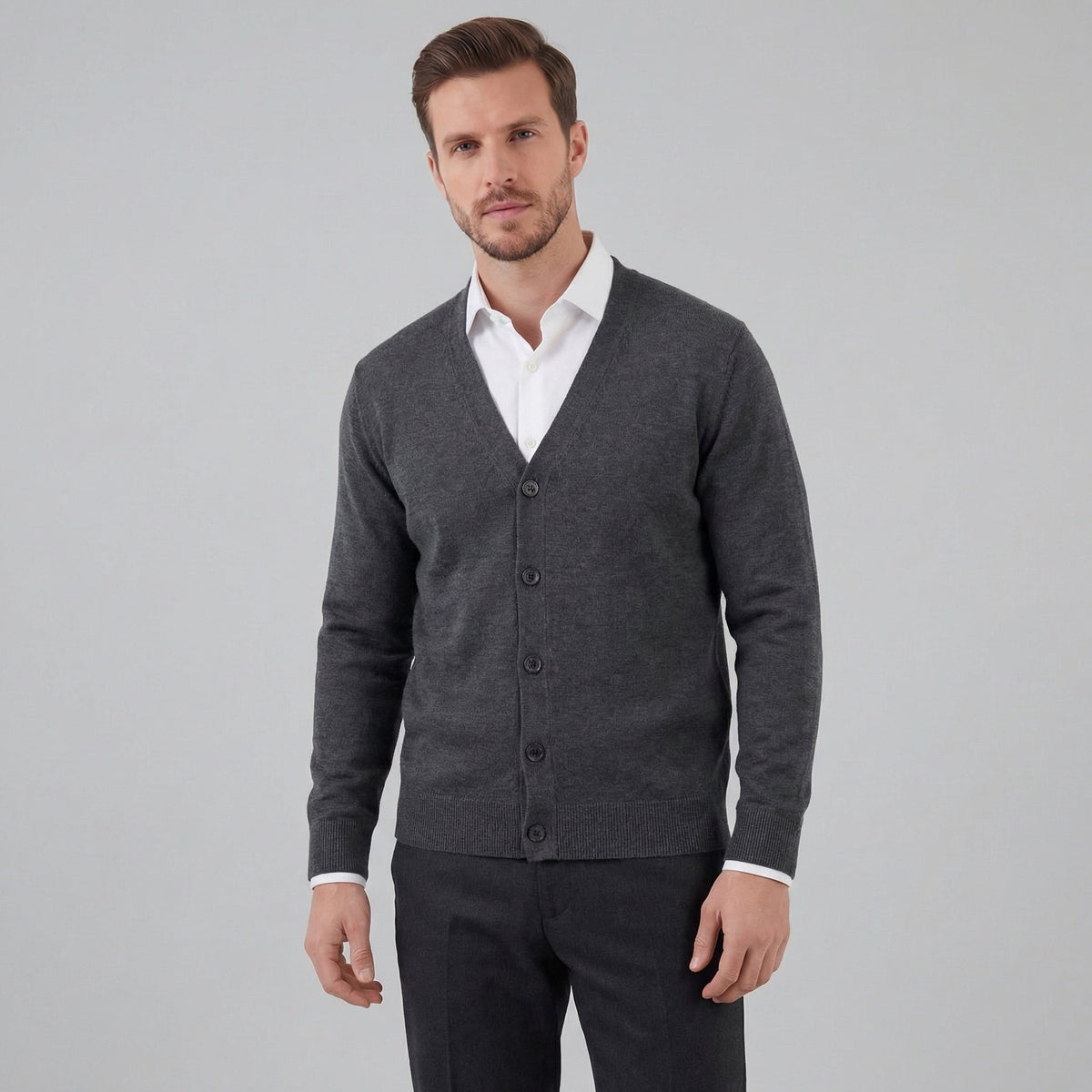 Men's Casual V-Neck Cardigan Relaxed Fit Long Sleeve Lightweight Layering