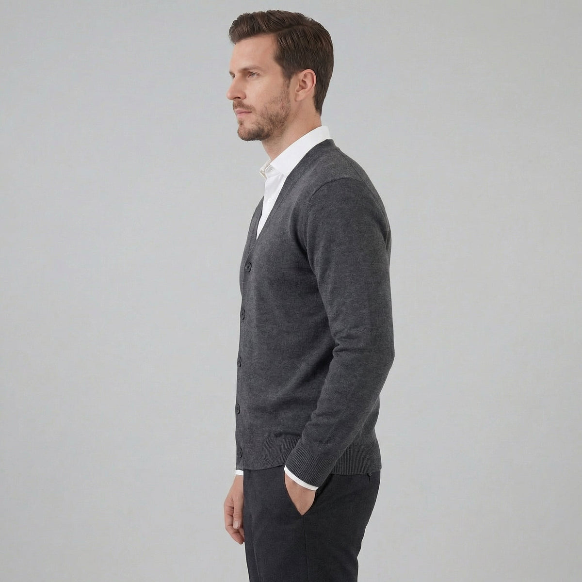 Men's Casual V-Neck Cardigan Relaxed Fit Long Sleeve Lightweight Layering