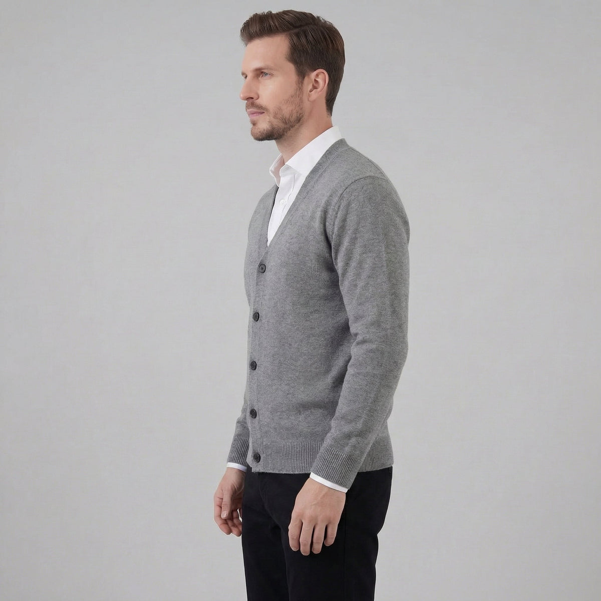 Men's Casual V-Neck Cardigan Relaxed Fit Long Sleeve Lightweight Layering