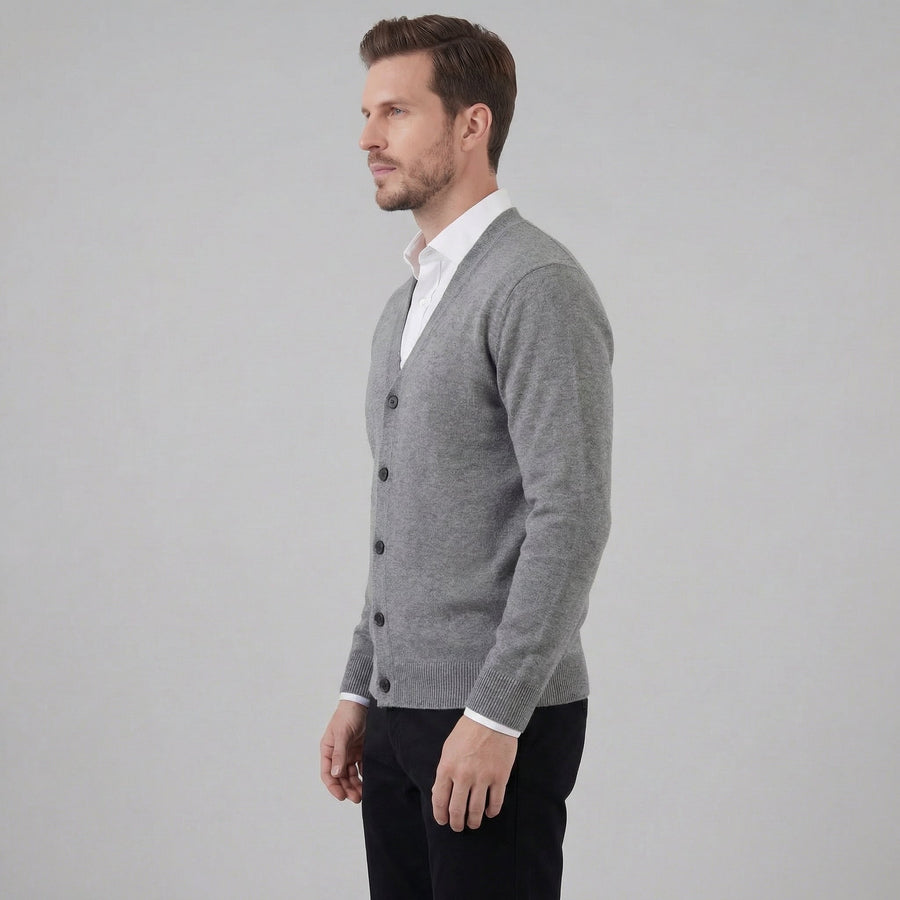 Men's Casual V-Neck Cardigan Relaxed Fit Long Sleeve Lightweight Layering