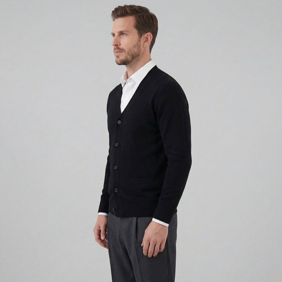 Men's Casual V-Neck Cardigan Relaxed Fit Long Sleeve Lightweight Layering