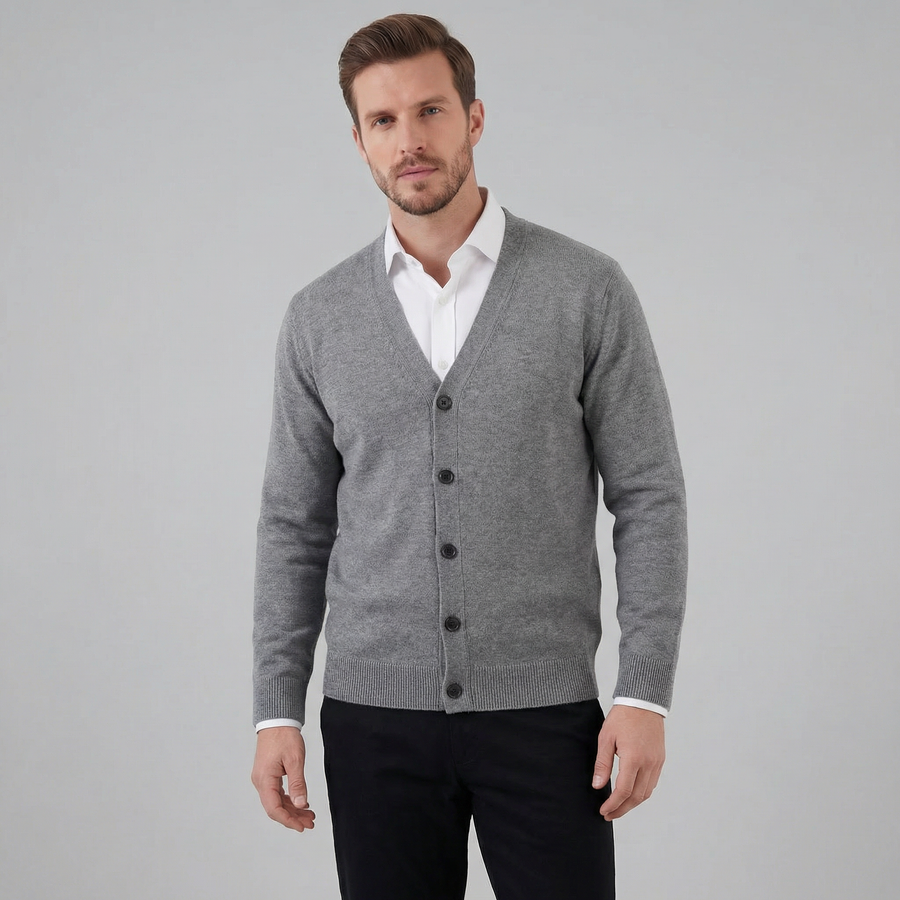 Men's Casual V-Neck Cardigan Relaxed Fit Long Sleeve Lightweight Layering