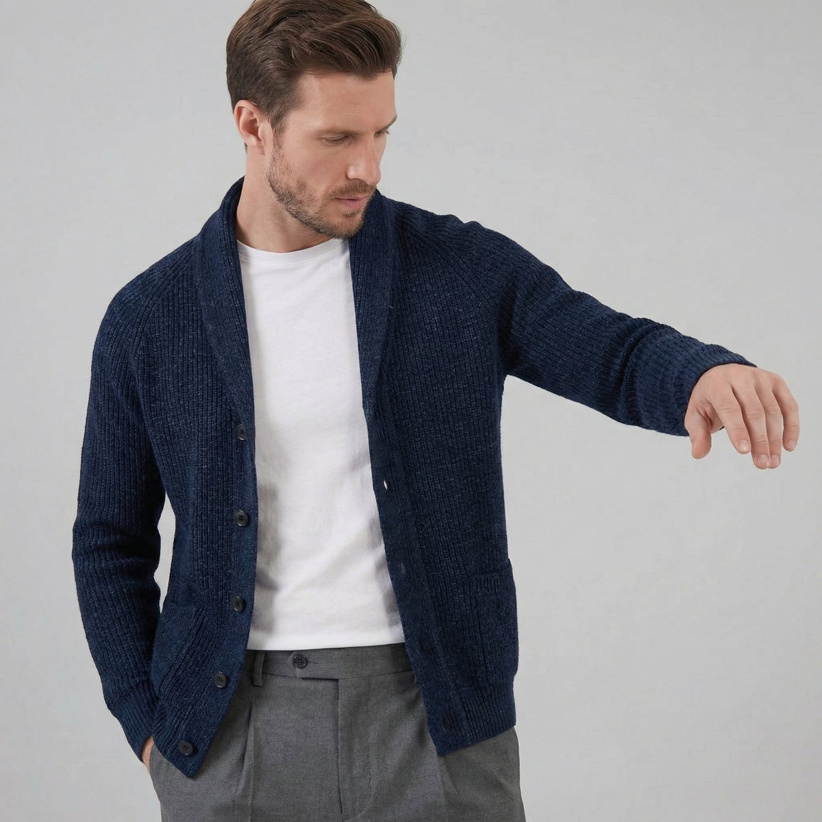 Men's Classic Knitted Cardigan Button-Up Long Sleeve Casual Everyday Wear