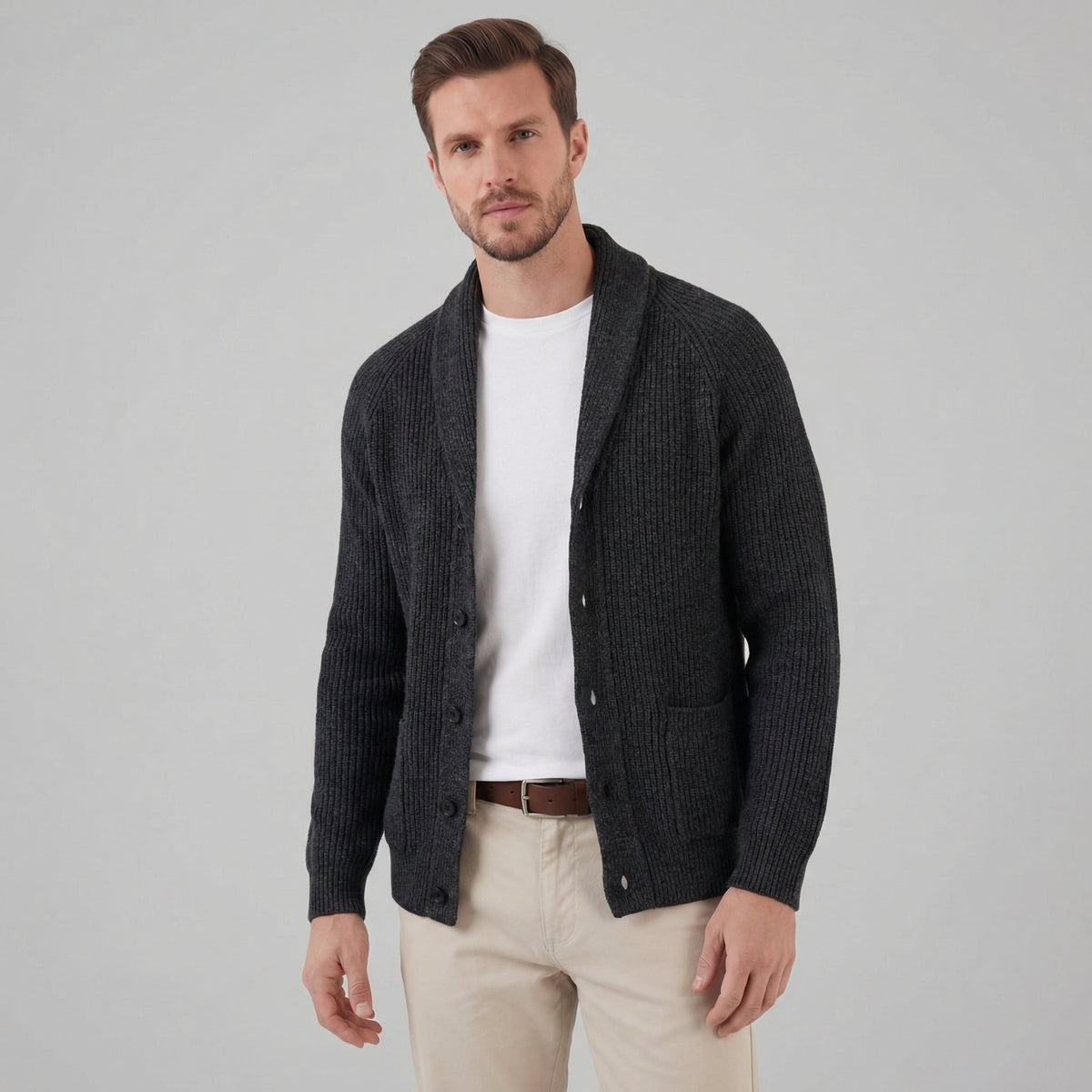 Men's Classic Knitted Cardigan Button-Up Long Sleeve Casual Everyday Wear