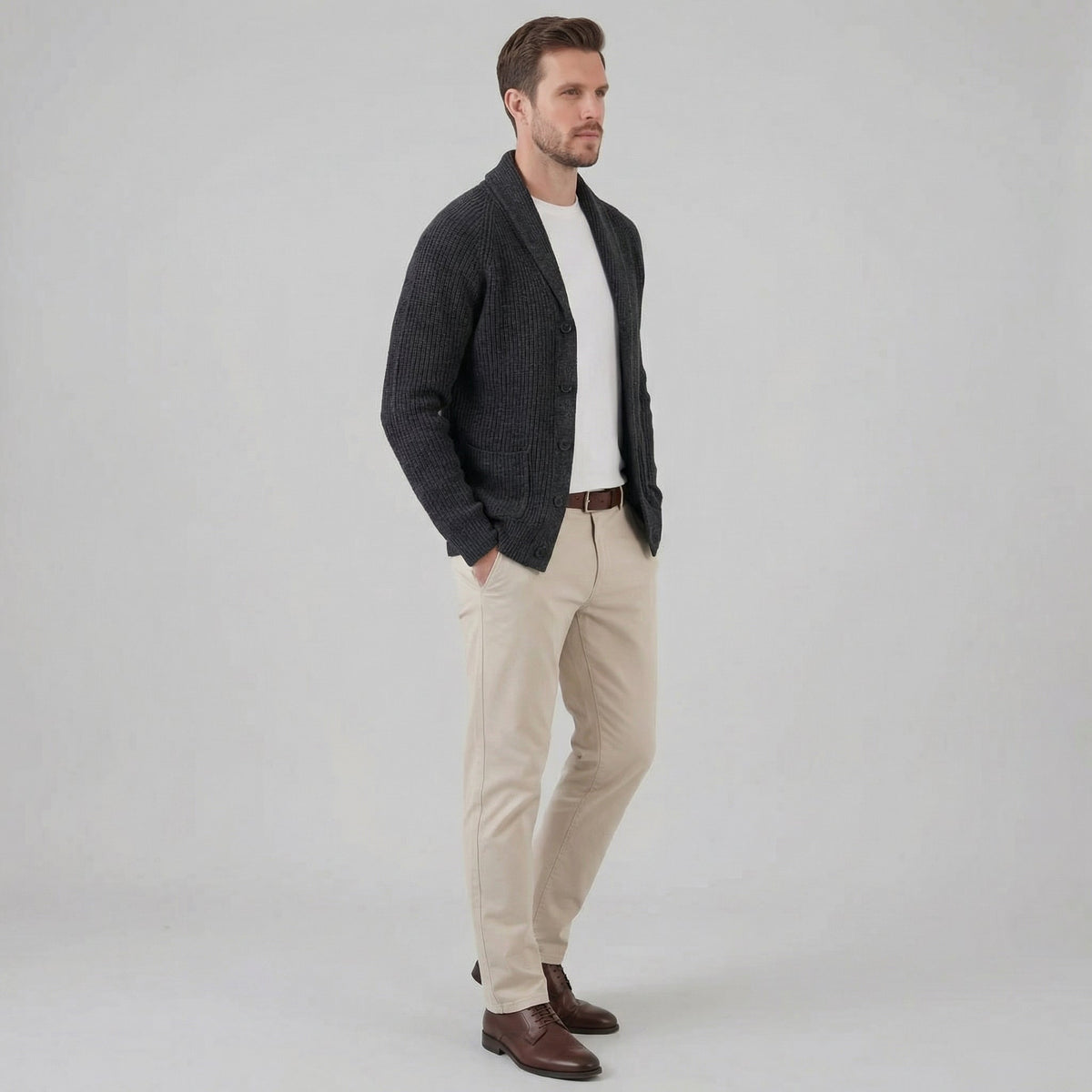 Men's Classic Knitted Cardigan Button-Up Long Sleeve Casual Everyday Wear