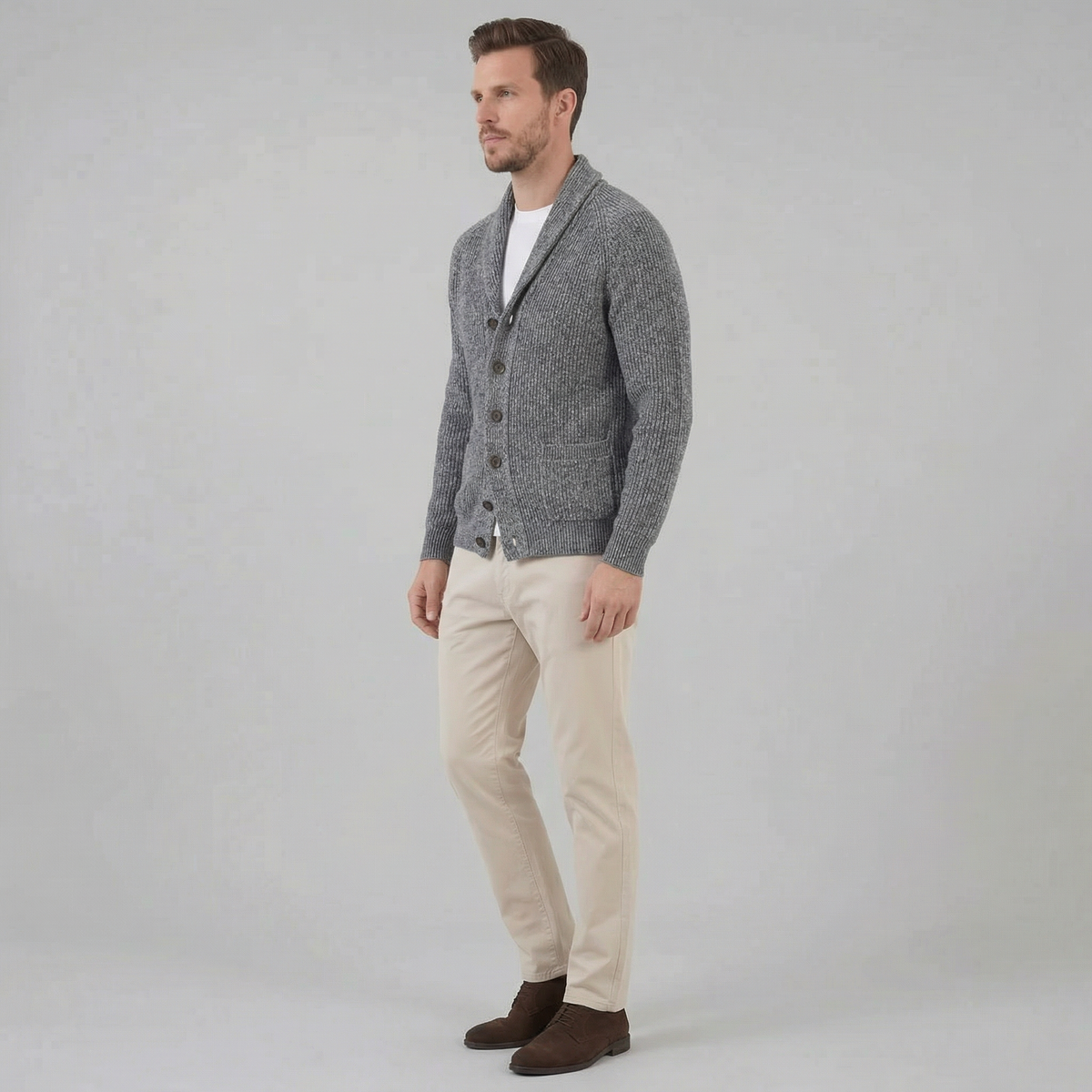 Men's Classic Knitted Cardigan Button-Up Long Sleeve Casual Everyday Wear