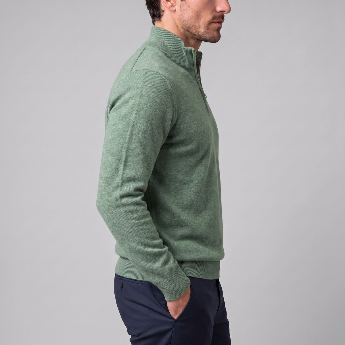 Men's Casual Half-Zip Sweater Relaxed Fit Long Sleeve Everyday Layering