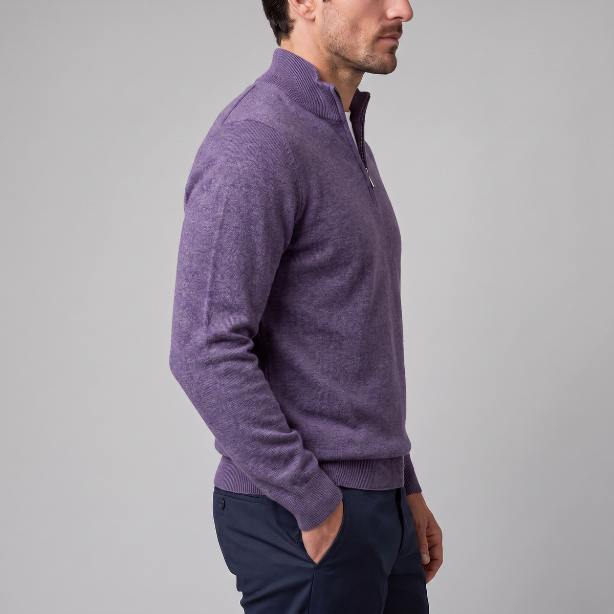 Men's Casual Half-Zip Sweater Relaxed Fit Long Sleeve Everyday Layering