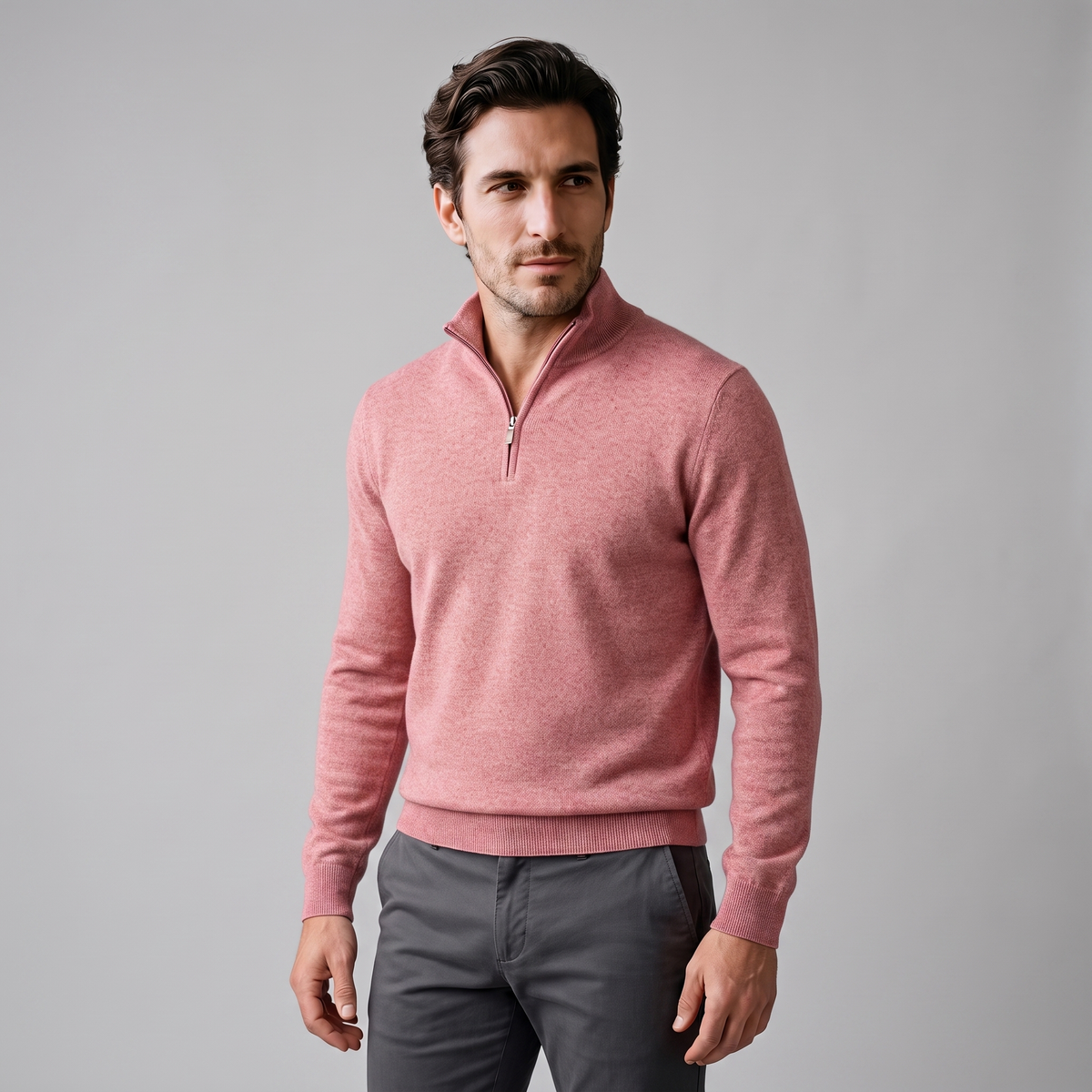 Men's Casual Half-Zip Sweater Relaxed Fit Long Sleeve Everyday Layering