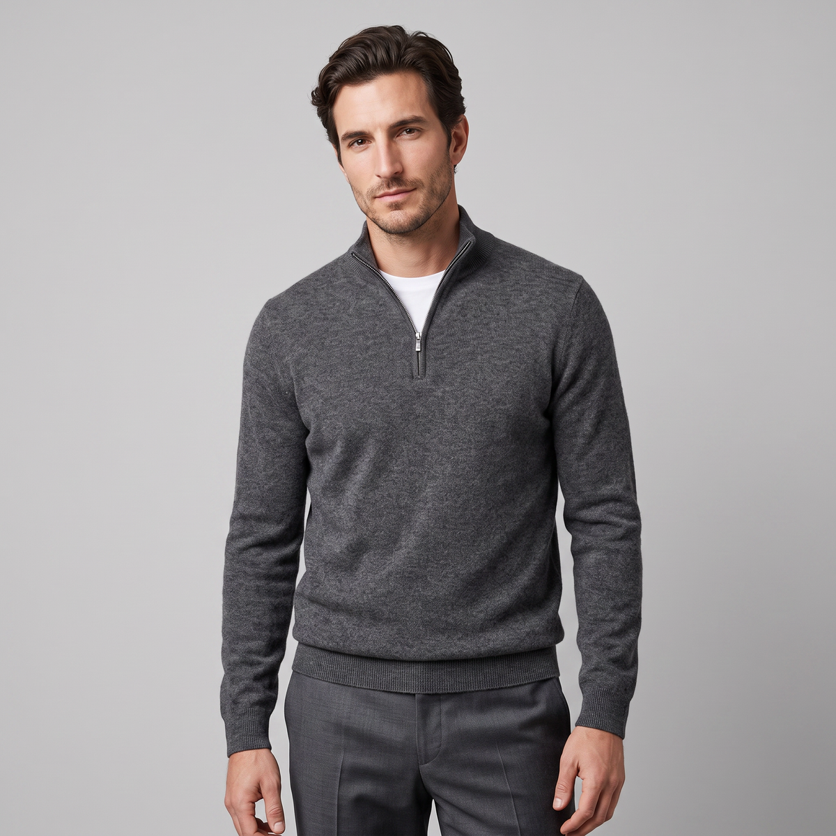 Men's Casual Half-Zip Sweater Relaxed Fit Long Sleeve Everyday Layering
