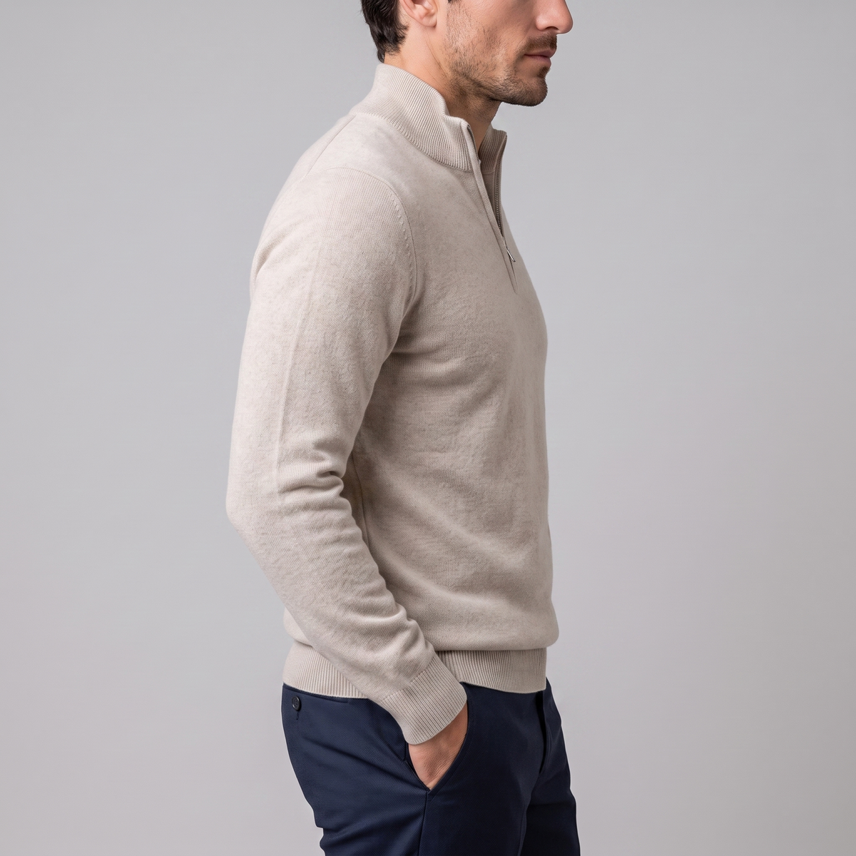 Men's Casual Half-Zip Sweater Relaxed Fit Long Sleeve Everyday Layering