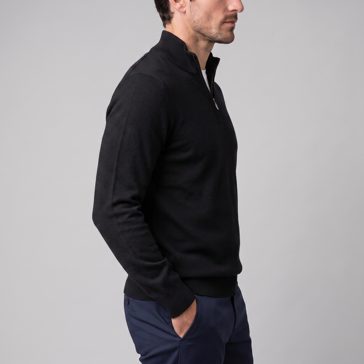 Men's Casual Half-Zip Sweater Relaxed Fit Long Sleeve Everyday Layering