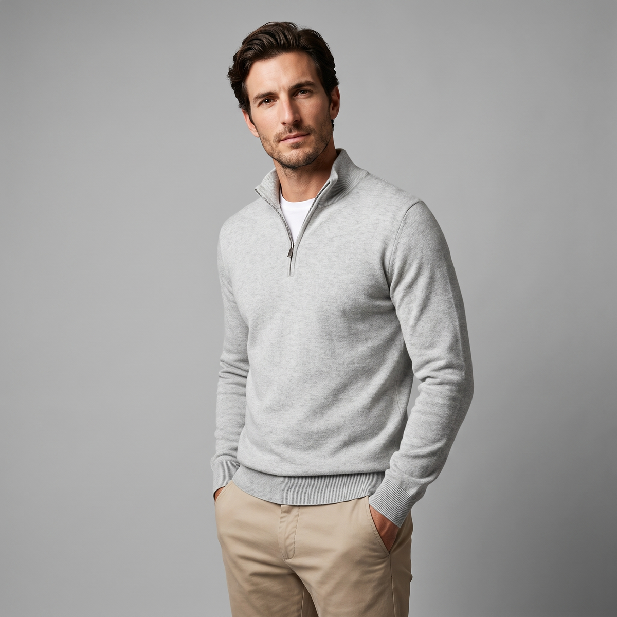 Men's Casual Half-Zip Sweater Relaxed Fit Long Sleeve Everyday Layering