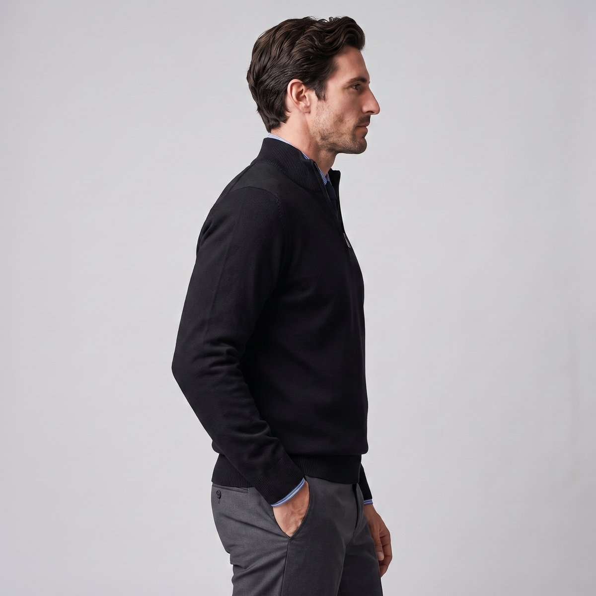 Men's Casual Half-Zip Sweater Relaxed Fit Long Sleeve Everyday Layering