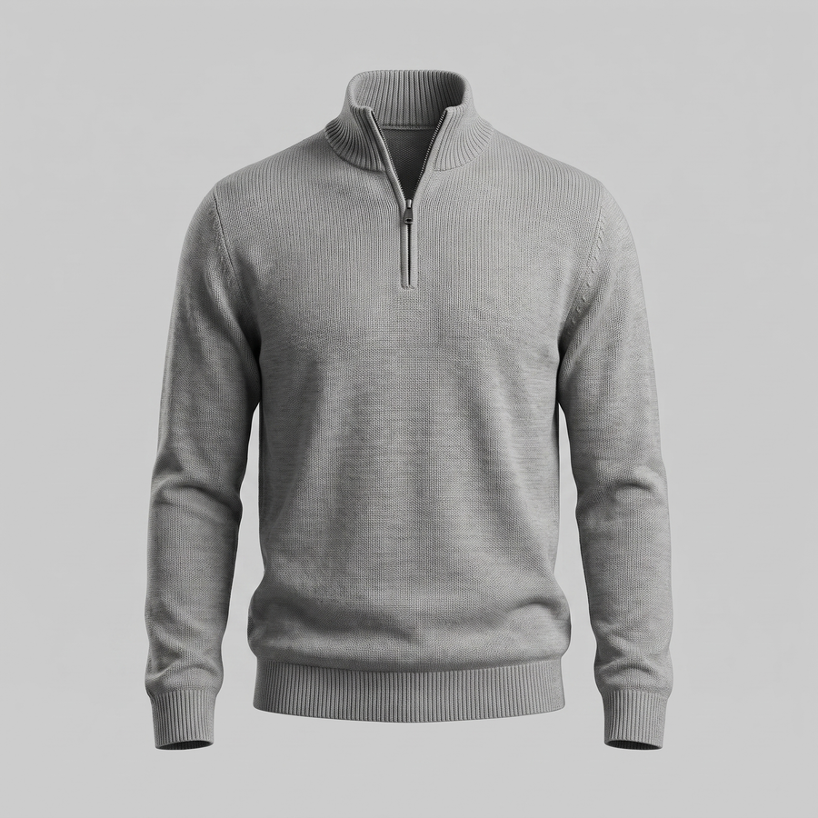 Men's Casual Half-Zip Sweater Relaxed Fit Long Sleeve Everyday Layering