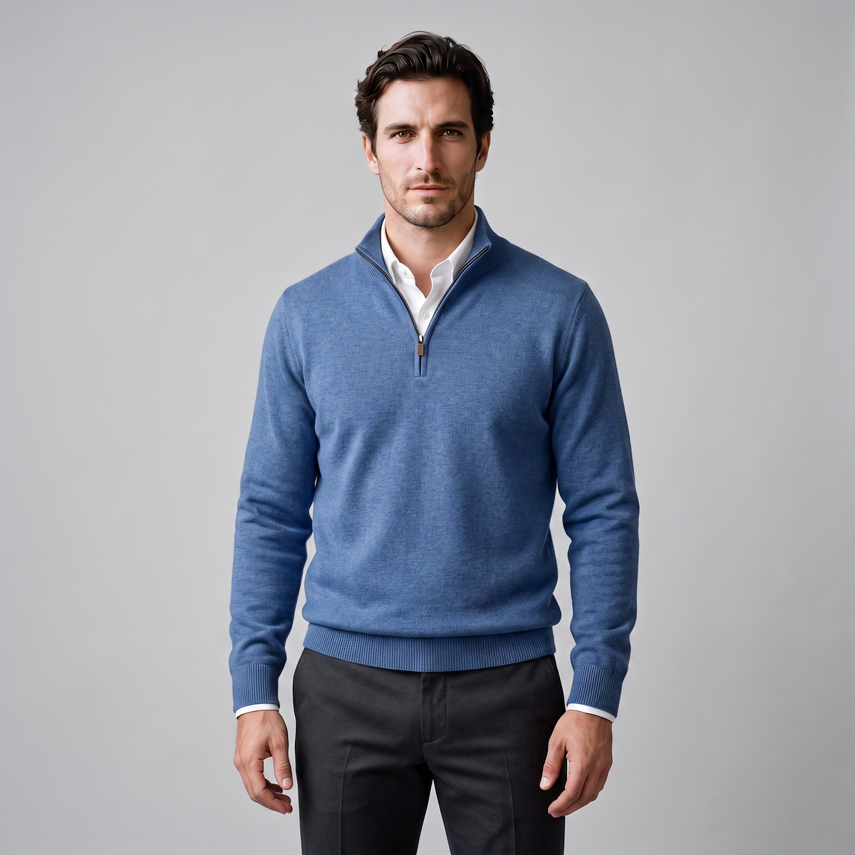 Men's Casual Half-Zip Sweater Relaxed Fit Long Sleeve Everyday Layering