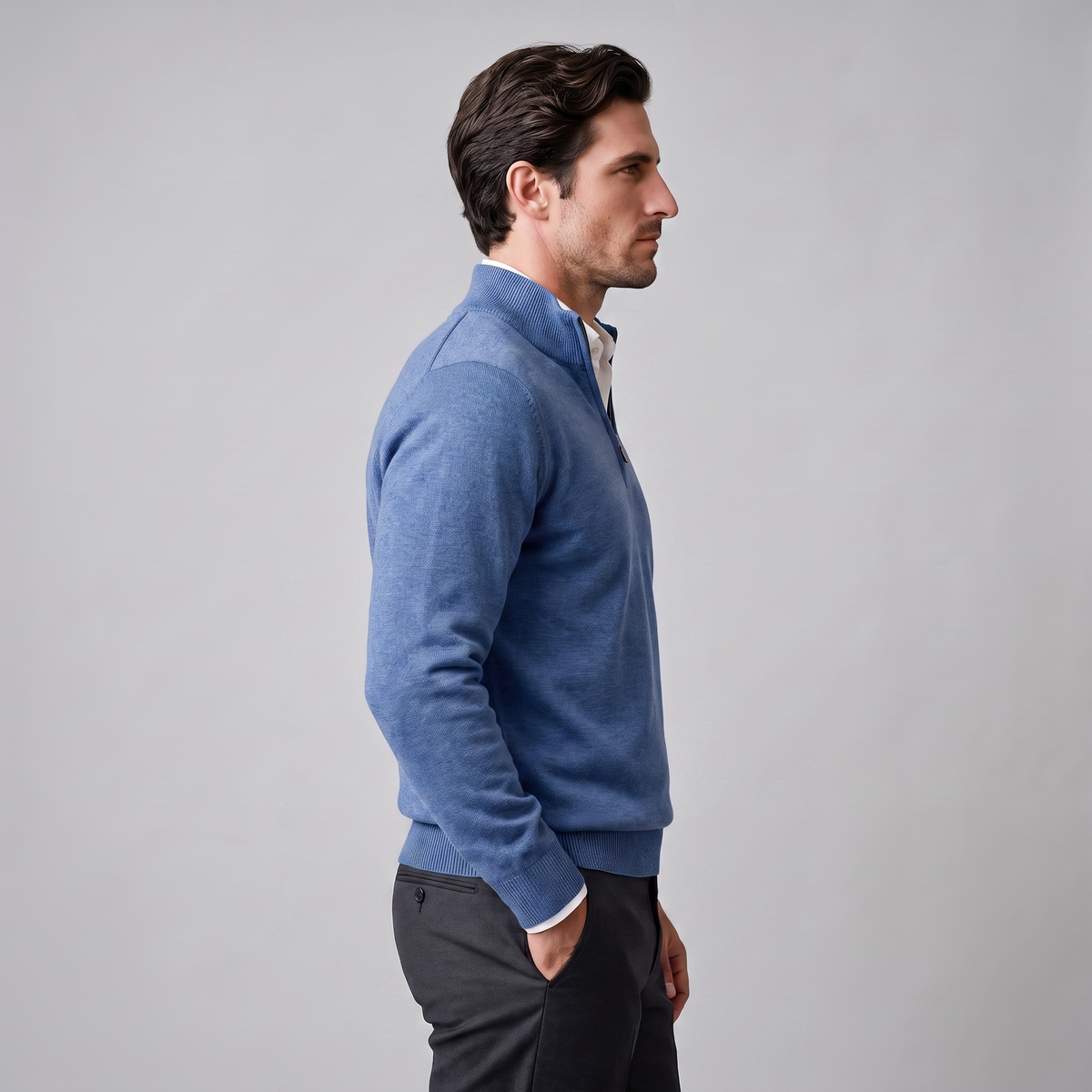 Men's Casual Half-Zip Sweater Relaxed Fit Long Sleeve Everyday Layering