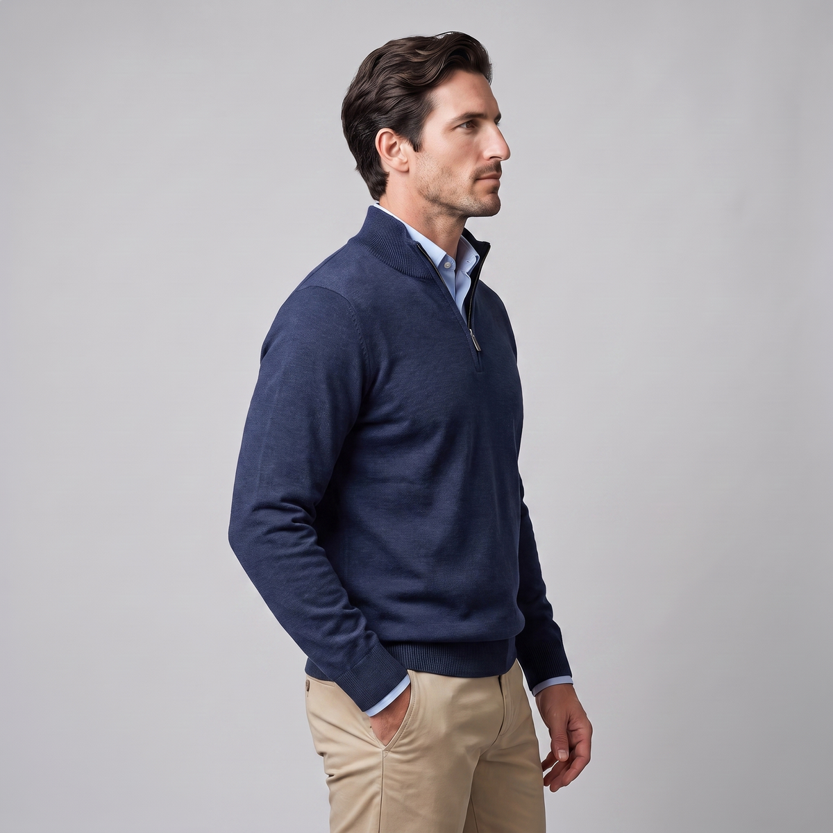 Men's Casual Half-Zip Sweater Relaxed Fit Long Sleeve Everyday Layering