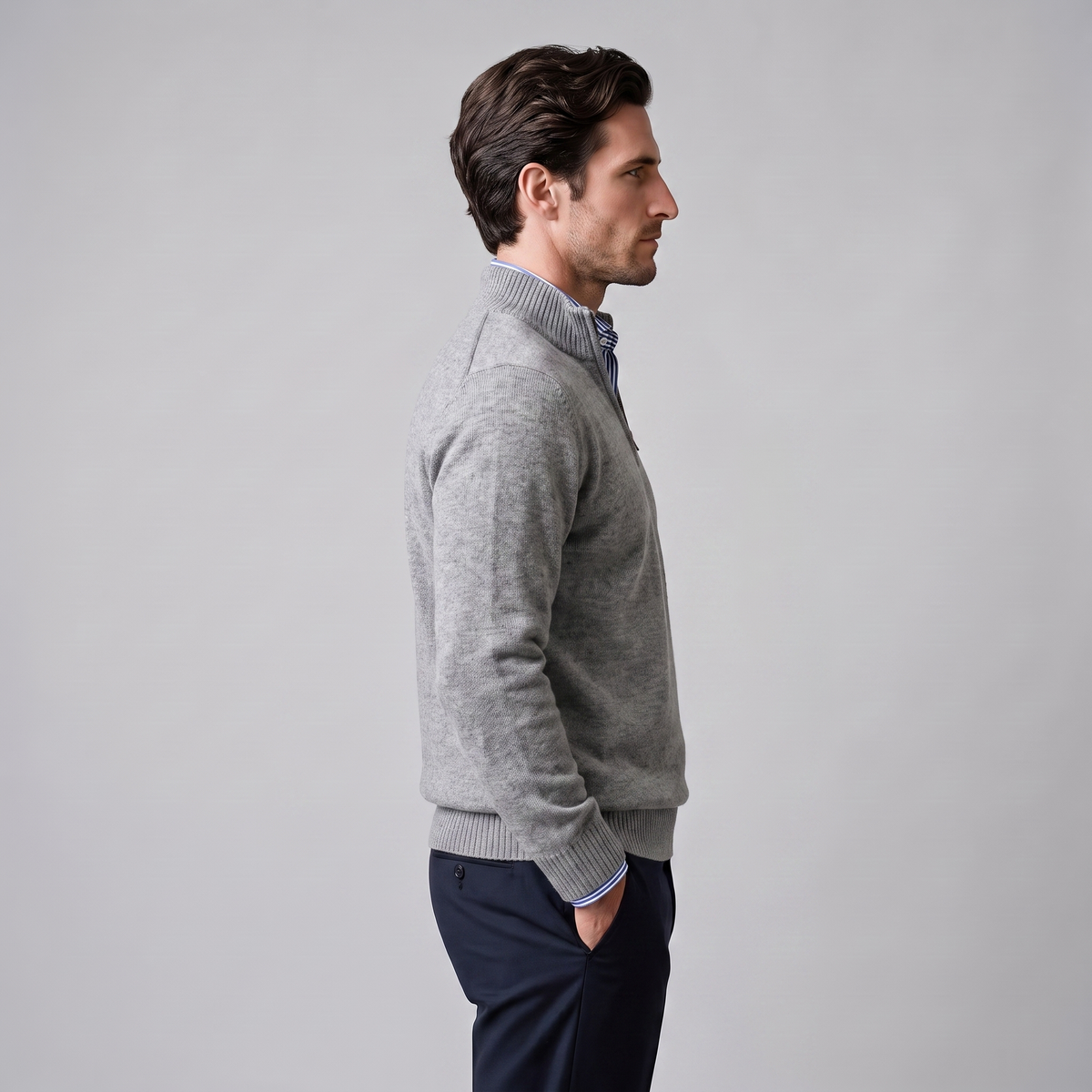 Men's Casual Half-Zip Sweater Relaxed Fit Long Sleeve Everyday Layering