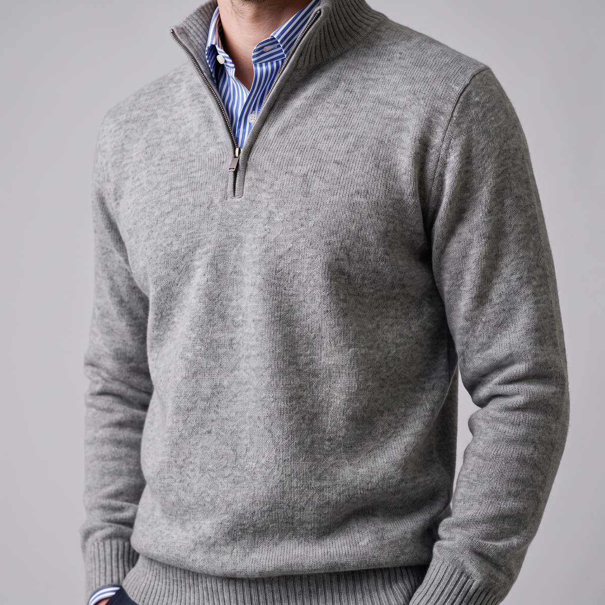Men's Casual Half-Zip Sweater Relaxed Fit Long Sleeve Everyday Layering