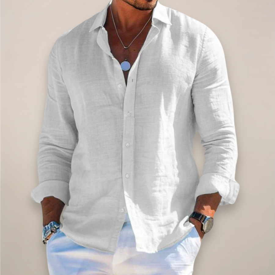 Men's Casual Long Sleeve Shirt Relaxed Fit Button-Up Versatile Everyday Wear
