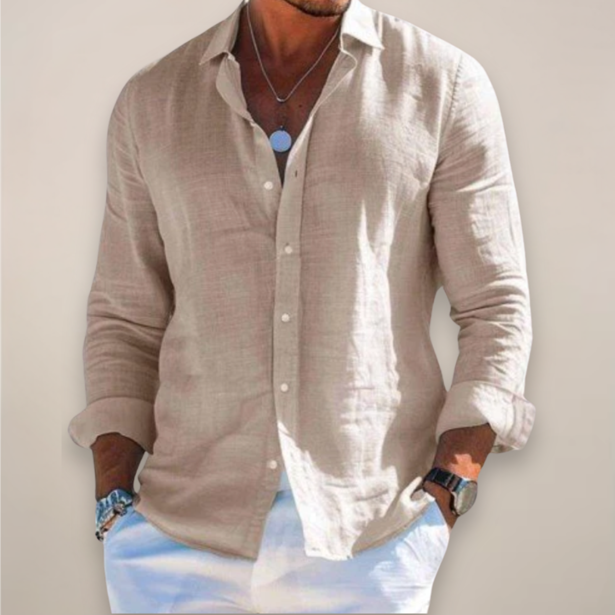 Men's Casual Long Sleeve Shirt Relaxed Fit Button-Up Versatile Everyday Wear