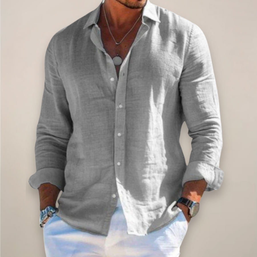 Men's Casual Long Sleeve Shirt Relaxed Fit Button-Up Versatile Everyday Wear