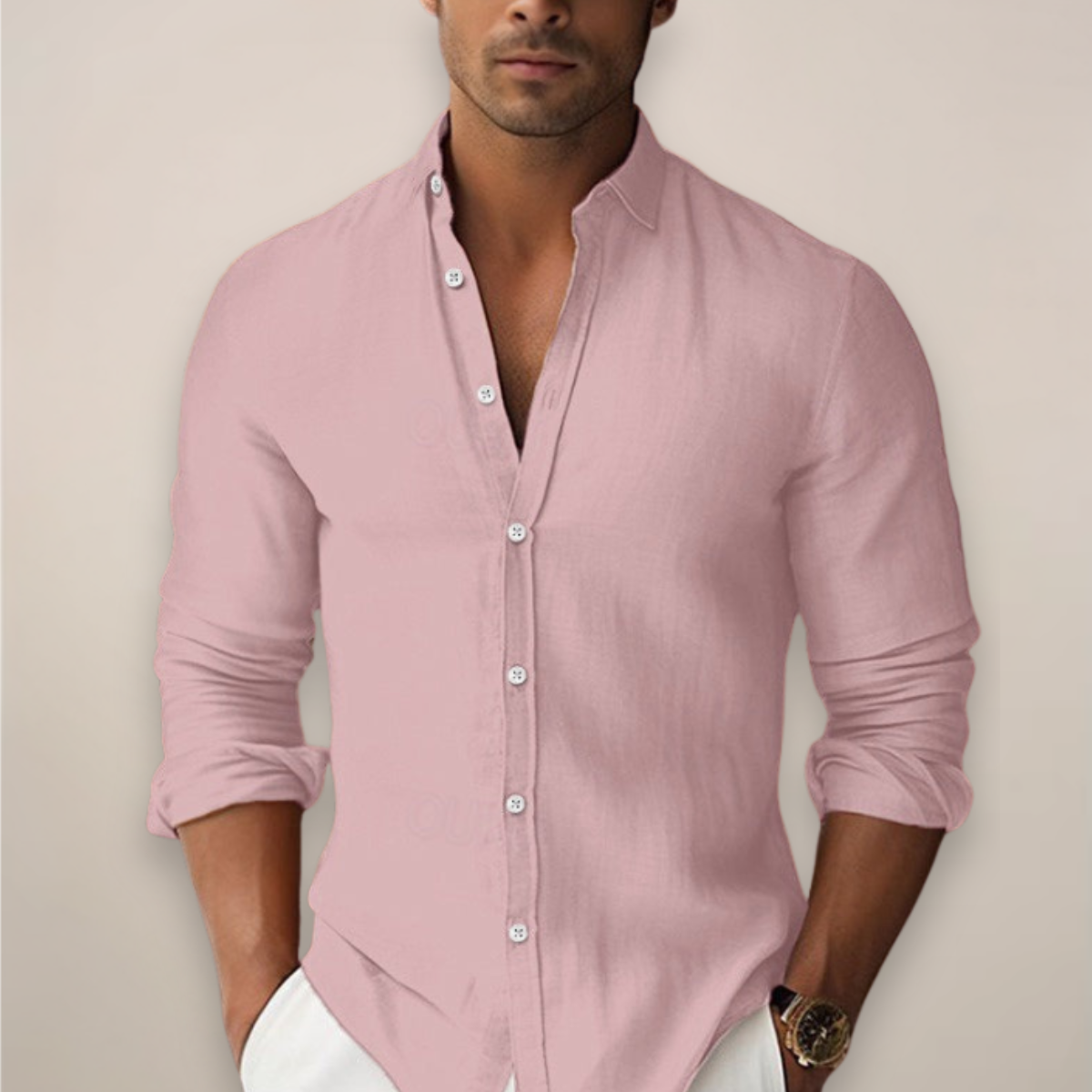 Men's Long Sleeve Band Collar Shirt Relaxed Fit Casual Everyday Versatile
