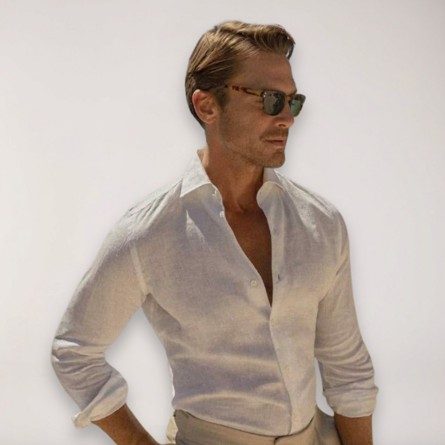 Men's Tailored Button-Up Shirt Slim Fit Long Sleeve Classic Collar Smart-Casual