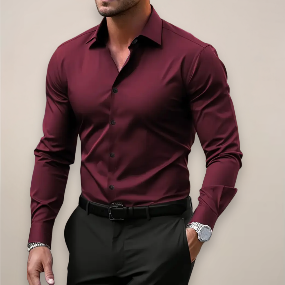 Men's Long Sleeve Button-Up Shirt Classic Fit Casual Everyday Business