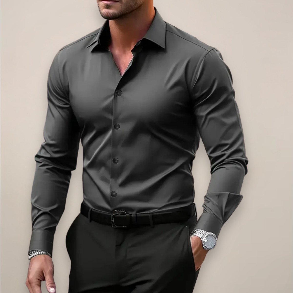 Men's Long Sleeve Button-Up Shirt Classic Fit Casual Everyday Business