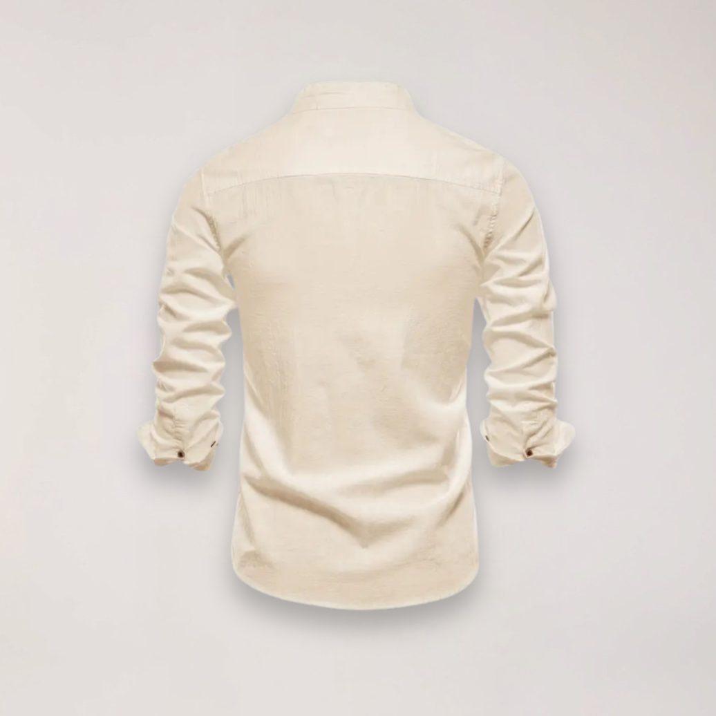 Men's Casual Stand Collar Shirt Short Sleeve Relaxed Fit Everyday Wear