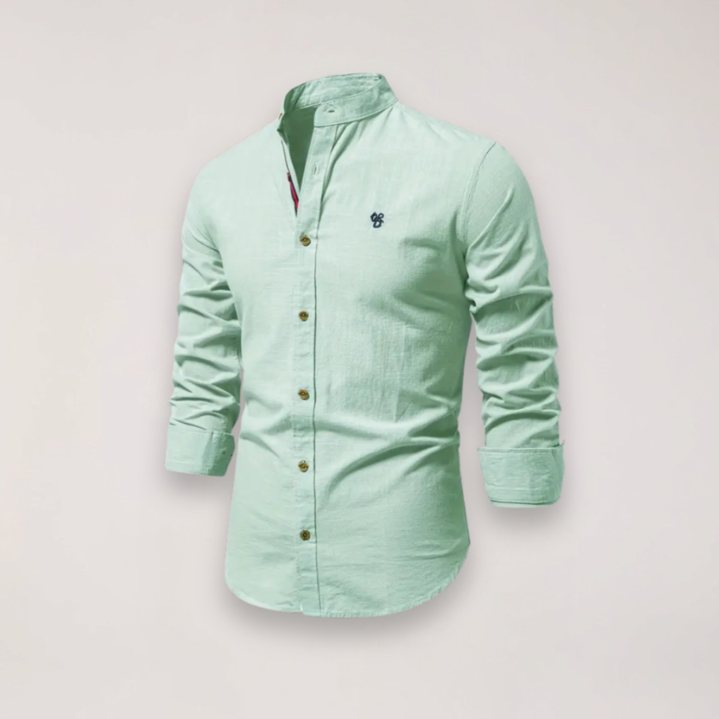 Men's Casual Stand Collar Shirt Short Sleeve Relaxed Fit Everyday Wear