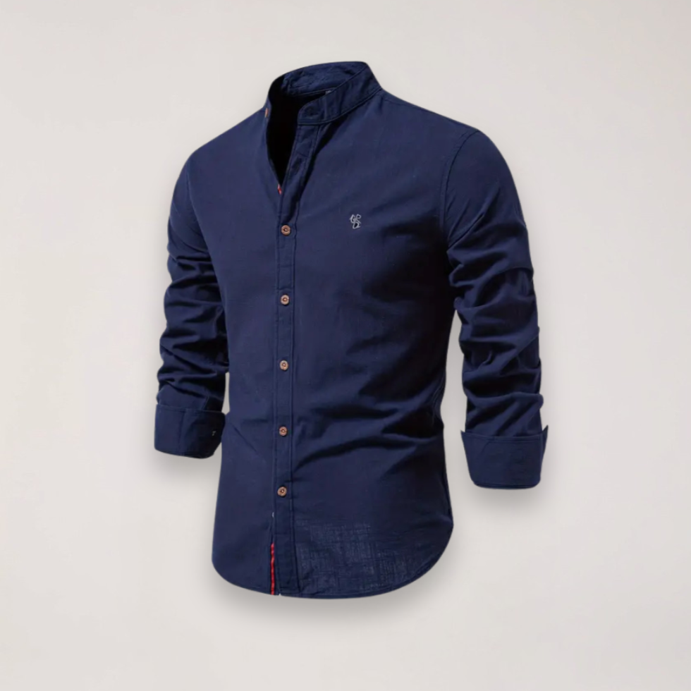 Men's Casual Stand Collar Shirt Short Sleeve Relaxed Fit Everyday Wear