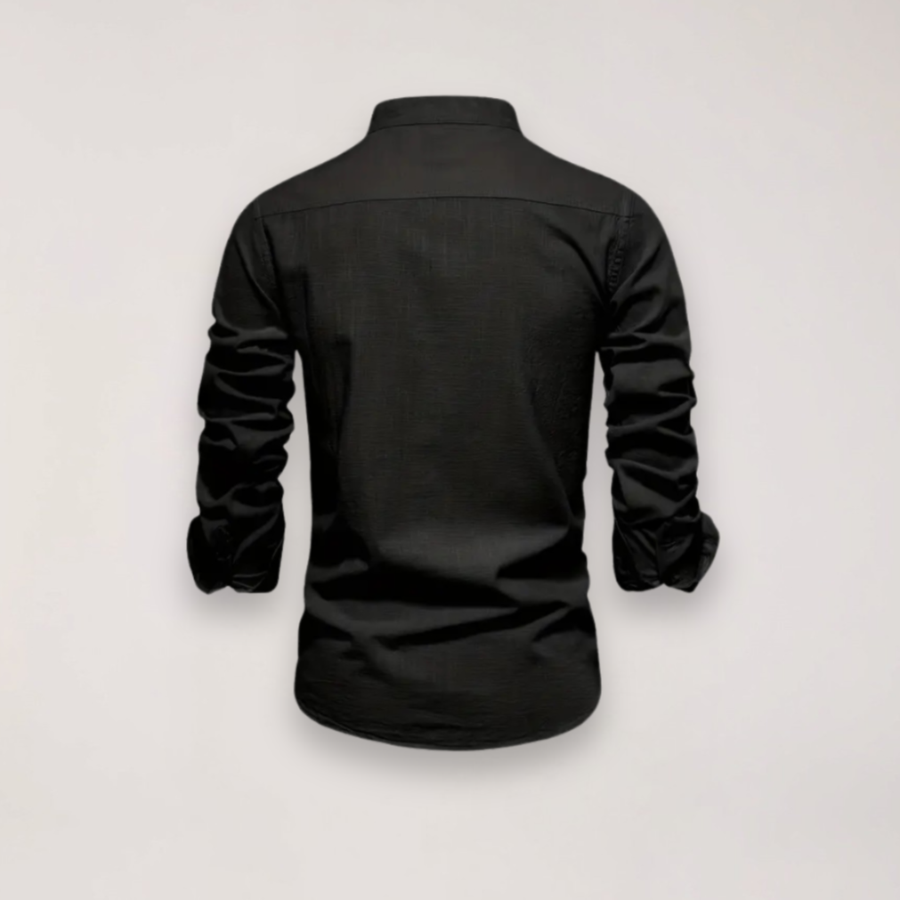 Men's Casual Stand Collar Shirt Short Sleeve Relaxed Fit Everyday Wear