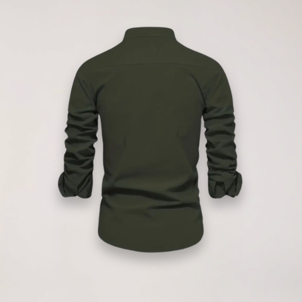 Men's Casual Stand Collar Shirt Short Sleeve Relaxed Fit Everyday Wear