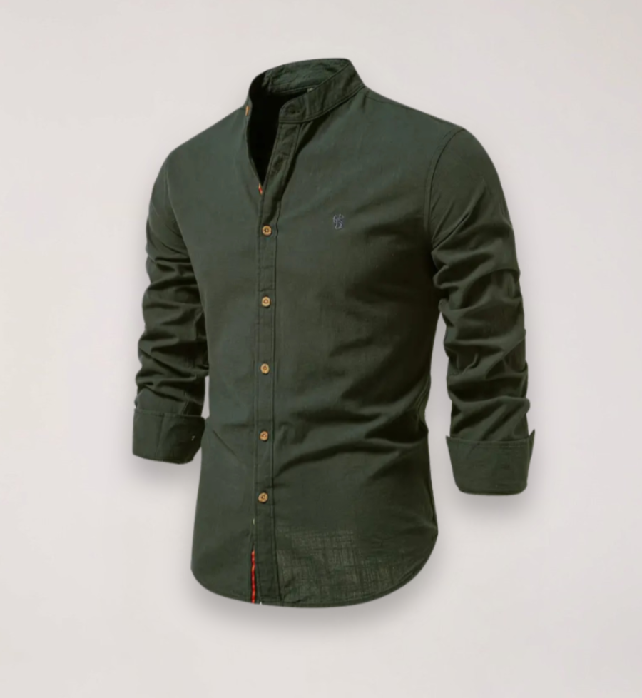 Men's Casual Stand Collar Shirt Short Sleeve Relaxed Fit Everyday Wear