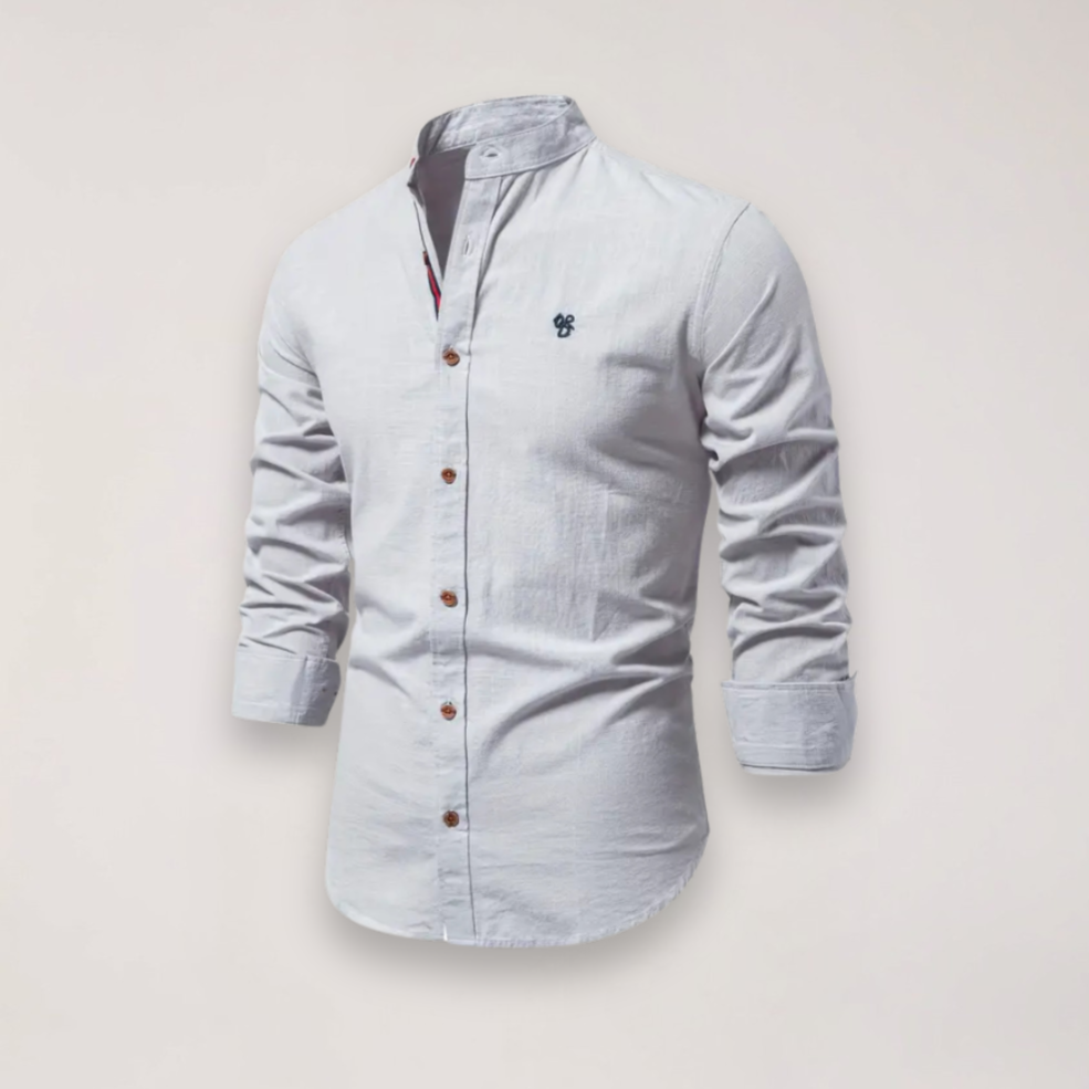 Men's Casual Stand Collar Shirt Short Sleeve Relaxed Fit Everyday Wear