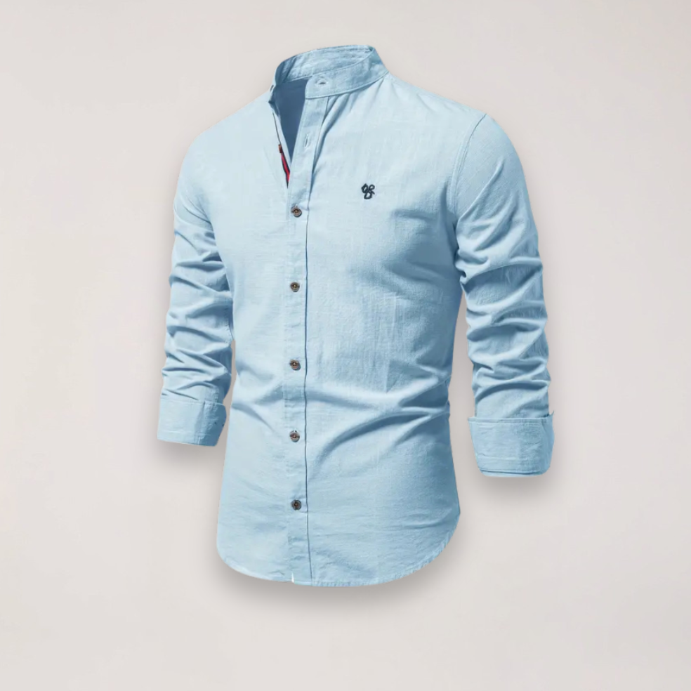 Men's Casual Stand Collar Shirt Short Sleeve Relaxed Fit Everyday Wear